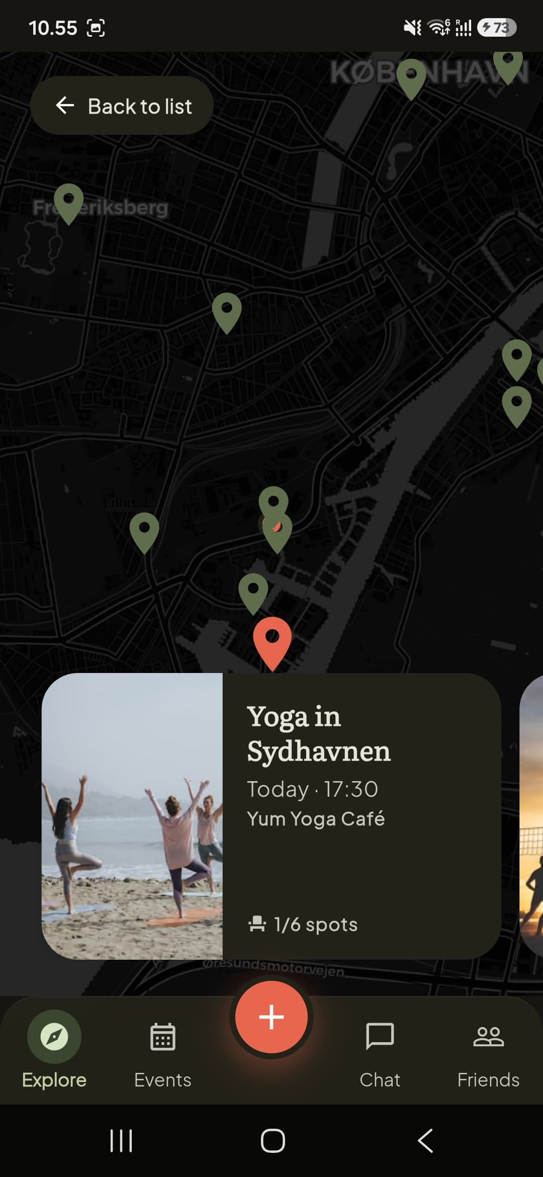 Playtribe map view showing nearby games